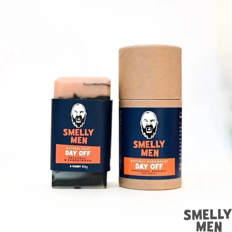  Smelly Men Day Off Travel Soap Patchouli and Sandalwood white background