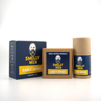 Three 'Smelly Men' products on a white background