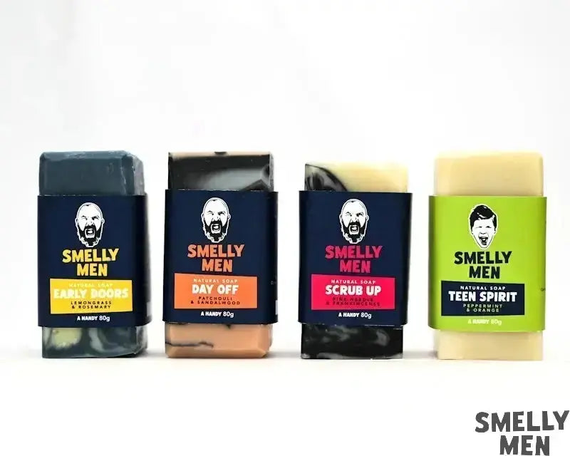 Smelly Men Full Buffet Travel Soaps with white background