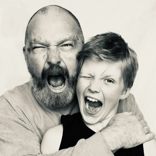 James Allan founder of Smelly Men with his son.