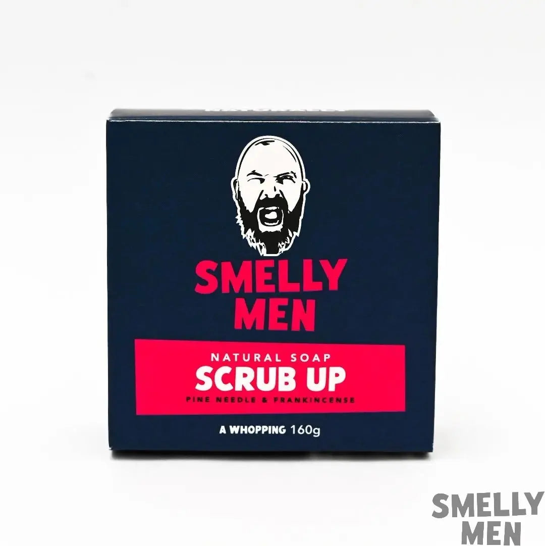 Scrub Up 160g Soap with Pine Needle and Frankincense on white background