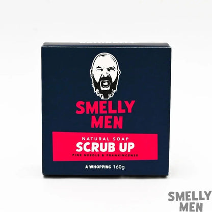 Scrub Up 160g Soap with Pine Needle and Frankincense on white background