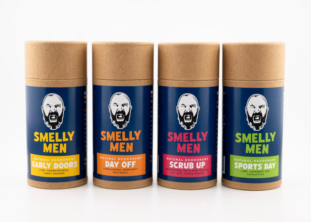 The Quattro deodorant kit, four Smelly Men deodorants, 100g each