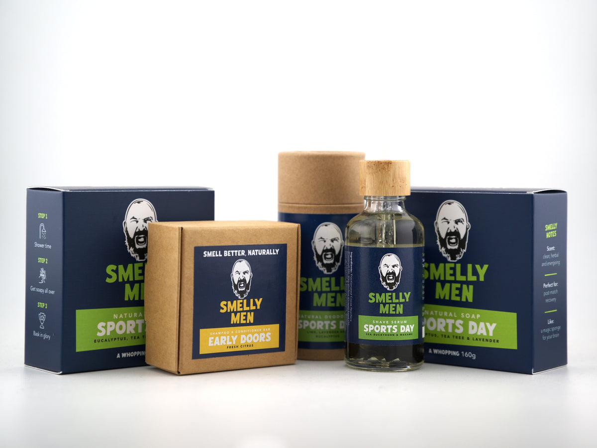 The Works: Recovery Edition - two soaps, deodorant, shampoo bar and shave serum. Two months.