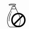 Icon of a bottle with a pump and a prohibition symbol on a white background